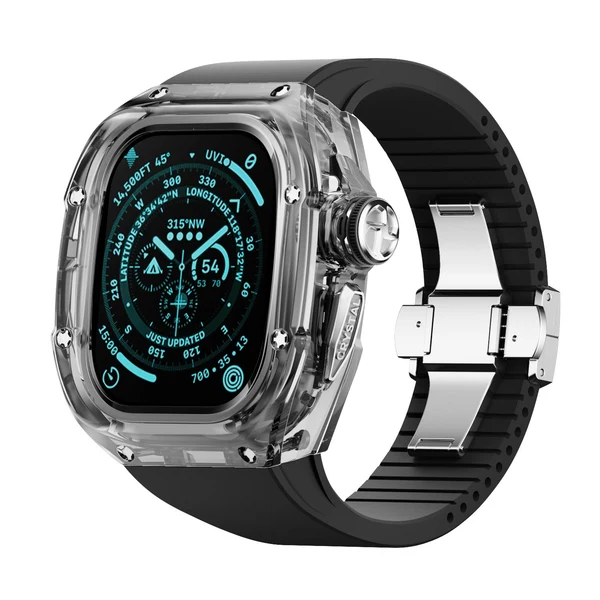 RM Crystaluxe — Schwarz-transparenter Kristall · Silber / Mitternachtsschwarz / 49 mm