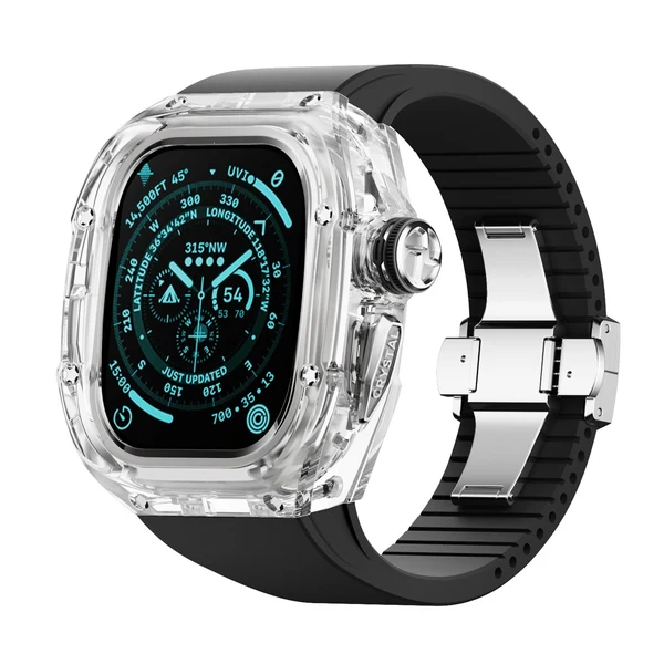 RM Crystaluxe — Transparenter Kristall · Silber / Mitternachtsschwarz / 49 mm