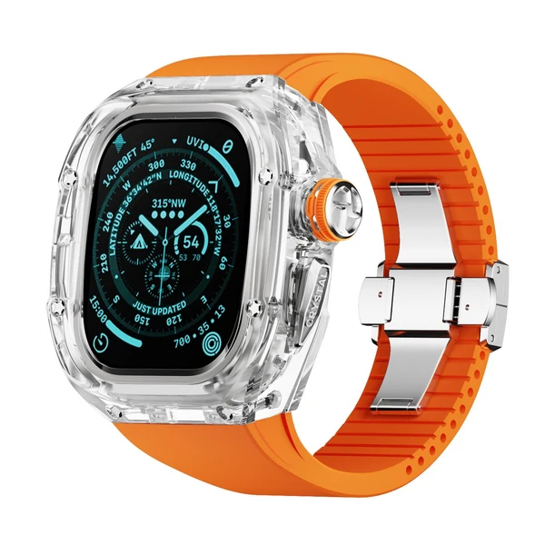 RM Crystaluxe — Transparenter Kristall · Silber / Orange / 49 mm