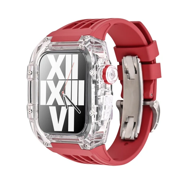 RM V30 Glacier Transparent — Rouge sport / 45 mm