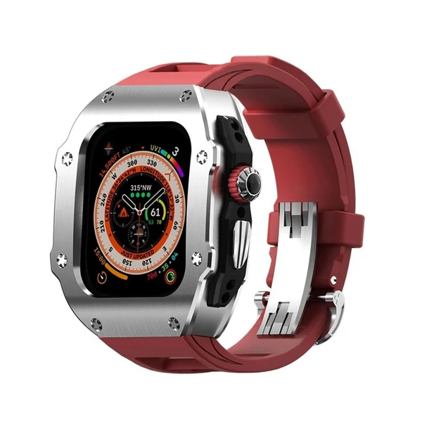 RM Vanguard — Srebrny / Czerwień Diablo / 49 mm