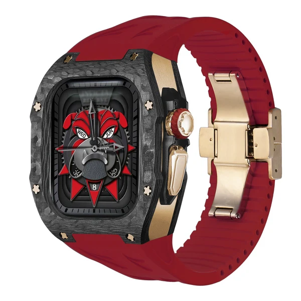 RM7006 Carbon Fibre — Czarno-różowozłoty / Czerwony / 49 mm