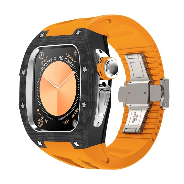 RM7013 Carbon Fibre — Noir-argent / Orange / 46 mm