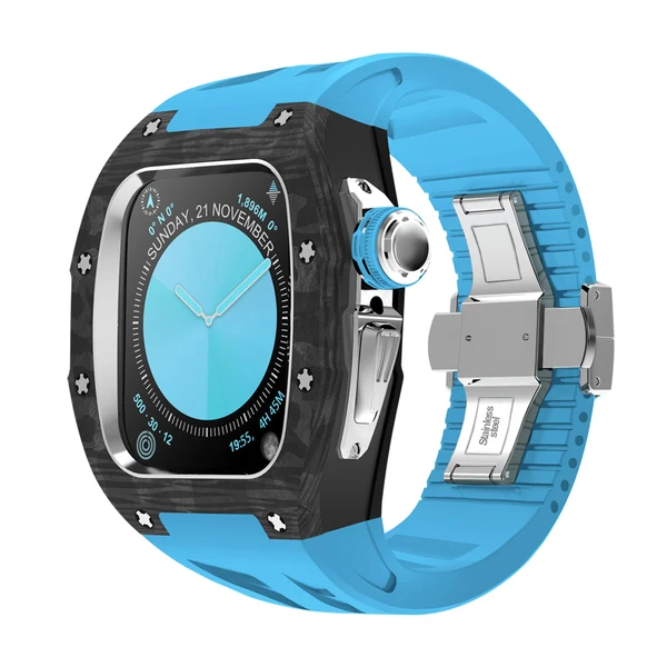 RM7013 Carbon Fibre — Noir-argent / Bleu / 46 mm