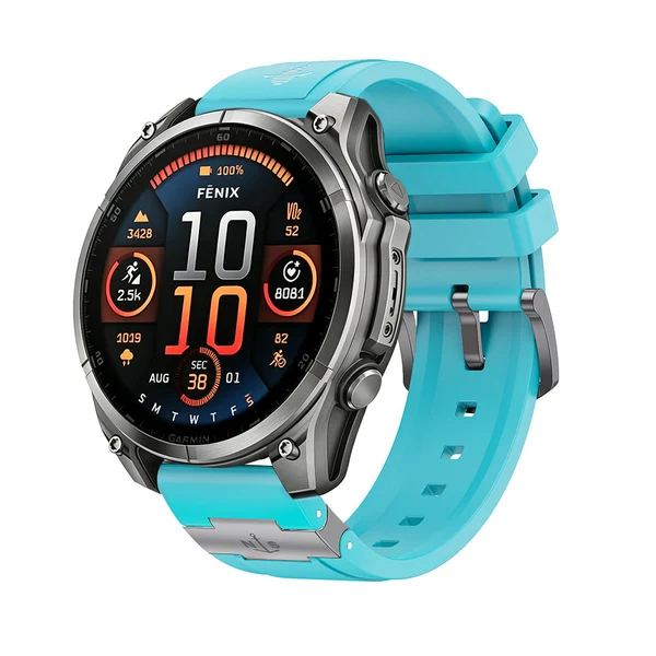 SEURE "The Shark" Garmin Watch Band — Classic Edition — Turquesa prateado / 26mm