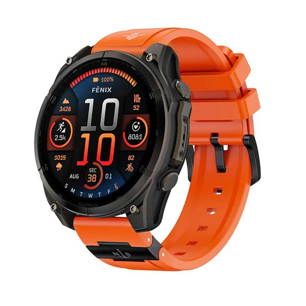 SEURE "The Shark" Garmin Watch Band — Classic Edition — Laranja preto / 26mm