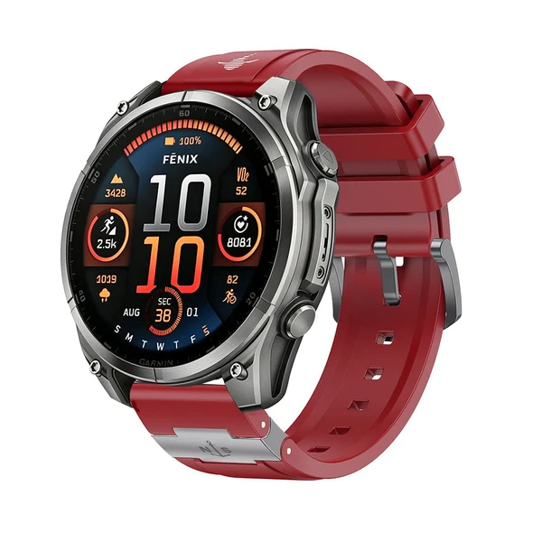 SEURE "The Shark" Garmin Watch Band — Classic Edition — Vermelho prateado / 26mm