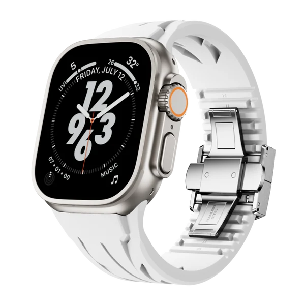 Supercar FKM Band For Apple Watch — Biały pasek – srebrna klamra / 44mm/45mm/46mm