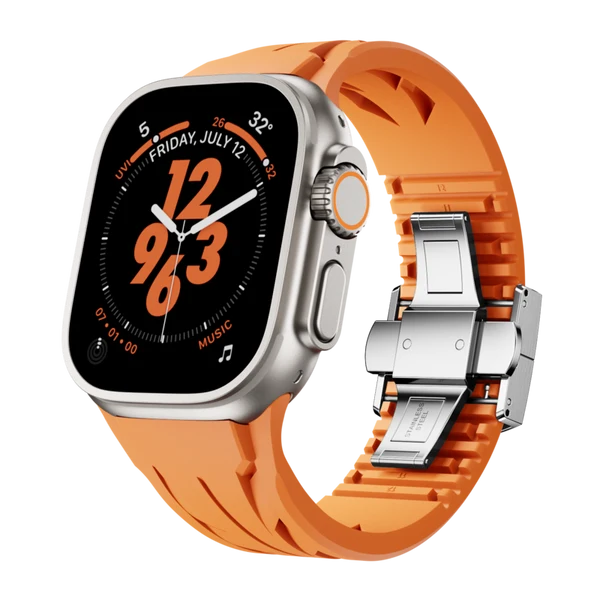 Supercar FKM Band For Apple Watch — Pomarańczowy pasek – srebrna klamra / 44mm/45mm/46mm