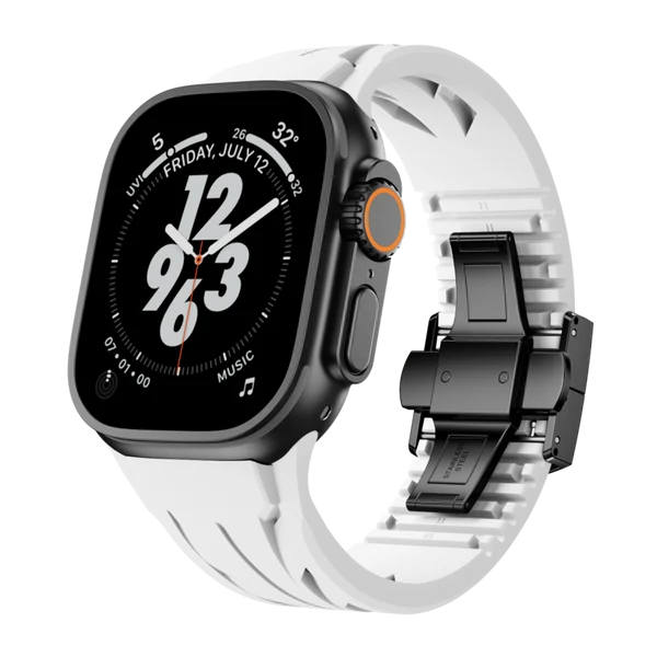 Supercar FKM Band For Apple Watch — Biały pasek – czarna klamra / 44mm/45mm/46mm