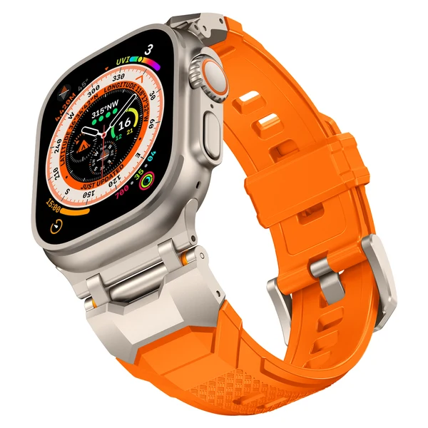 The Airfoil Band — Laranja – adaptador prateado / 46mm/45mm/44mm
