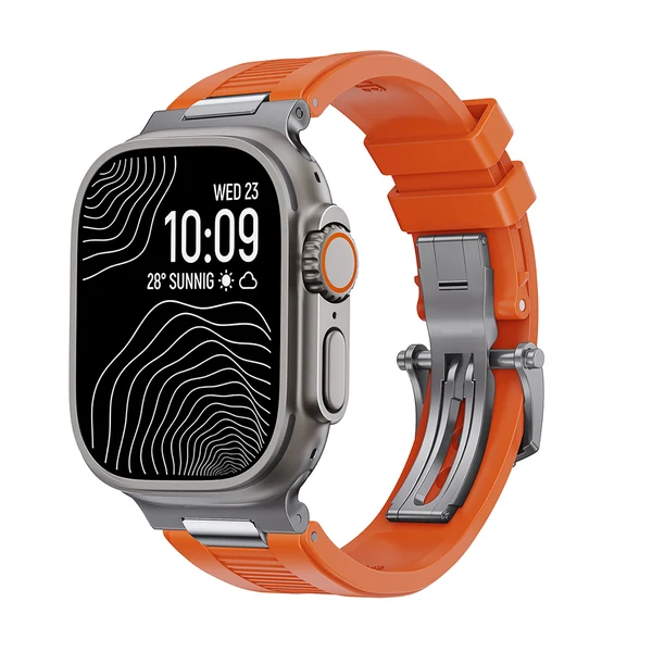 The Chrono Strata — Orange – Schließe Silber / 46mm/45mm/44mm