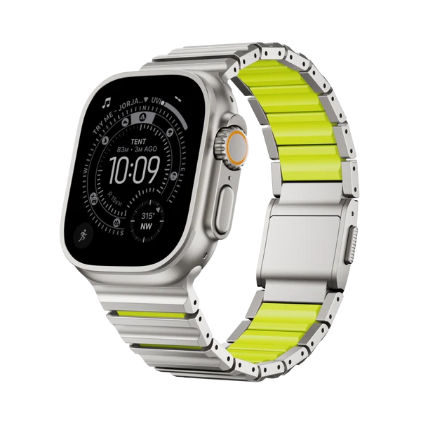 The GEMINI Wave Titanium Band — Titanium neongroen / 46mm/45mm/44mm