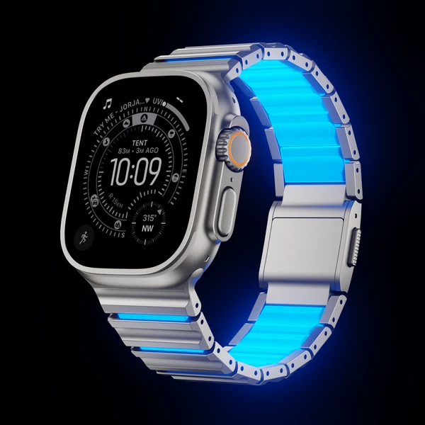 The GEMINI Wave Titanium Band — Titanium ijsblauw (lichtgevend) / 46mm/45mm/44mm