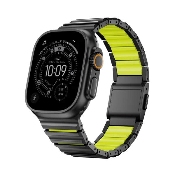 The GEMINI Wave Titanium Band — Zwart neongroen / 46mm/45mm/44mm