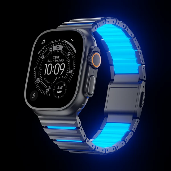 The GEMINI Wave Titanium Band — Zwart ijsblauw (lichtgevend) / 46mm/45mm/44mm