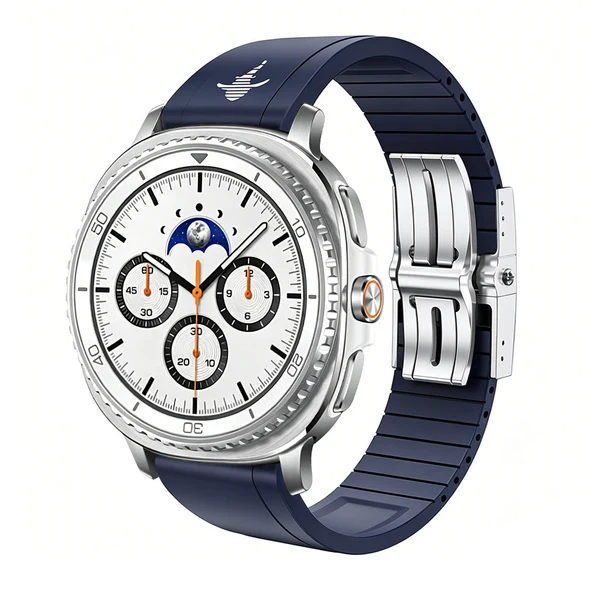 The Shark — Fine Watchmaking Grade FKM Samsung Galaxy Watch Band — Blau – Schließe Silber / Galaxy Watch8 40mm/44mm