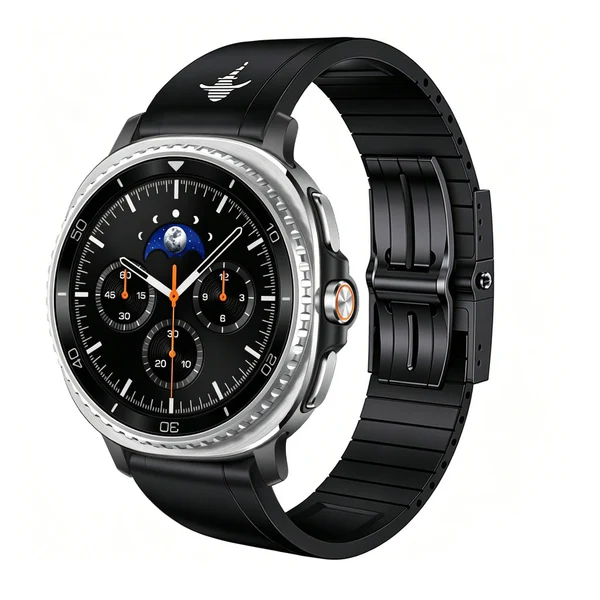 The Shark — Fine Watchmaking Grade FKM Samsung Galaxy Watch Band — Schwarz – Schließe Schwarz / Galaxy Watch8 40mm/44mm