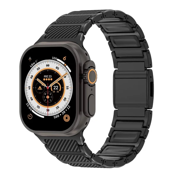 Titanium & Carbon Fiber Magnetic Link Band — Schwarz / 46mm/45mm/44mm