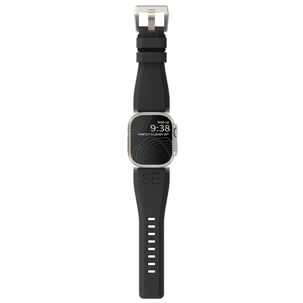 Ultra-Wide Sports Band For Apple Watch Ultra — Schwarz – Schließe Silber / 49mm