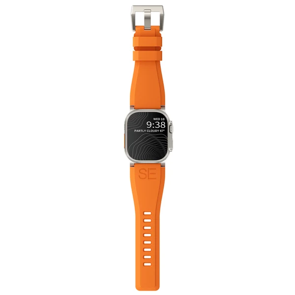 Ultra-Wide Sports Band For Apple Watch Ultra — Orange – Schließe Silber / 49mm