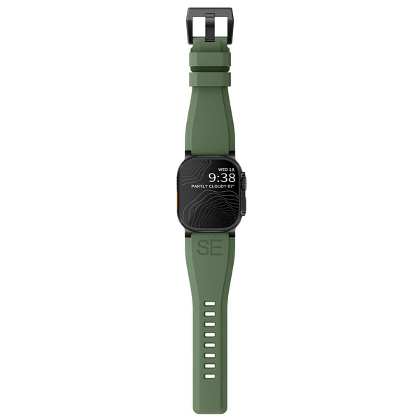 Ultra-Wide Sports Band For Apple Watch Ultra — Grün – Schließe Schwarz / 49mm