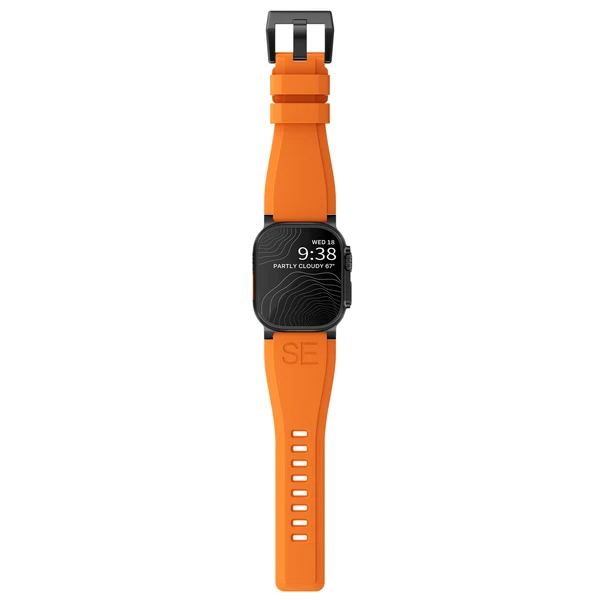 Ultra-Wide Sports Band For Apple Watch Ultra — Orange – Schließe Schwarz / 49mm