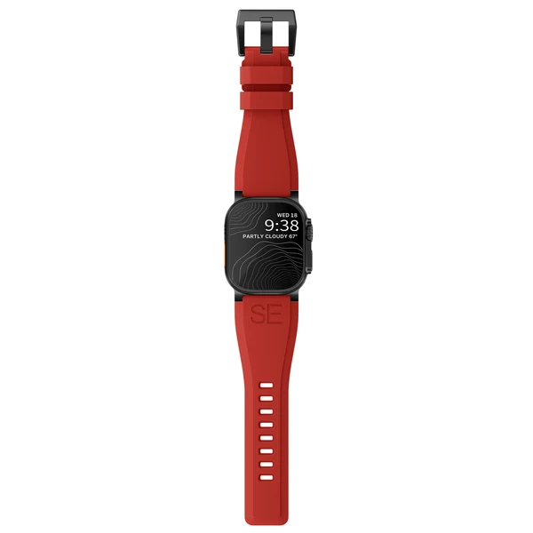 Ultra-Wide Sports Band For Apple Watch Ultra — Rot – Schließe Schwarz / 49mm