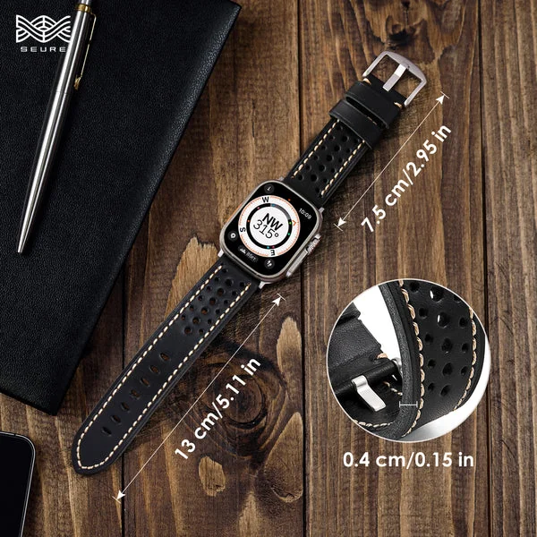 Vintage Racing Leather Band For Apple Watch, vue 5 sur 9