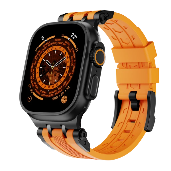 The Mobile Suit Band — Oranje band – zwarte adapter / 46mm/45mm/44mm