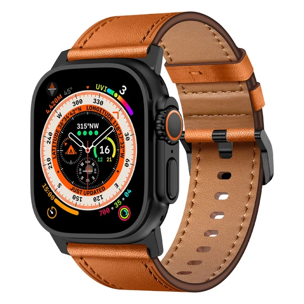 Wilderness Leather Band — Marrone chiaro / Nero / 44mm/45mm/46mm/49mm