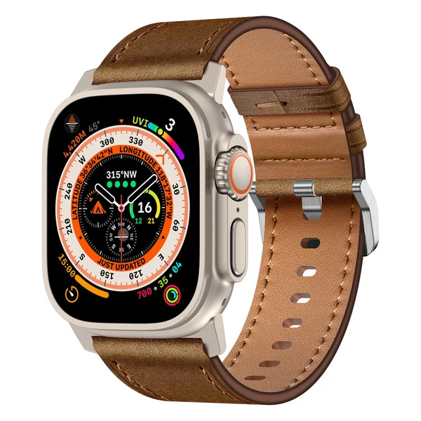 Wilderness Leather Band — Marrone / Titanio / 44mm/45mm/46mm/49mm