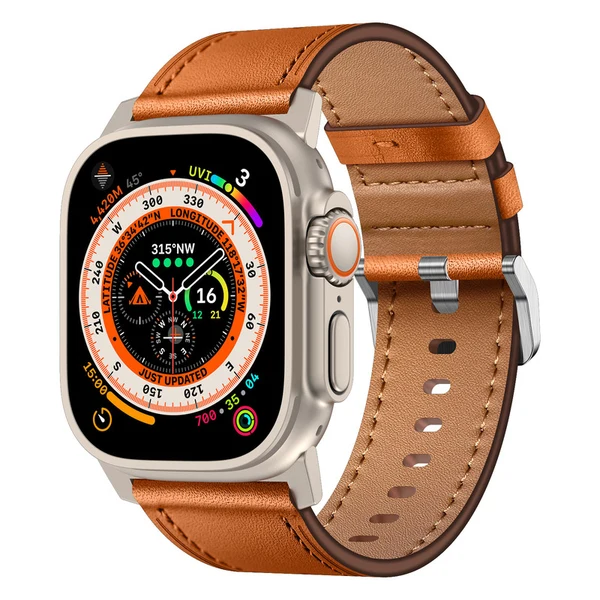 Wilderness Leather Band — Marrone chiaro / Titanio / 44mm/45mm/46mm/49mm