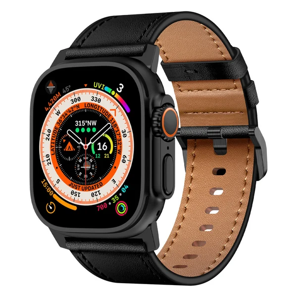 Wilderness Leather Band — Nero / Nero / 44mm/45mm/46mm/49mm